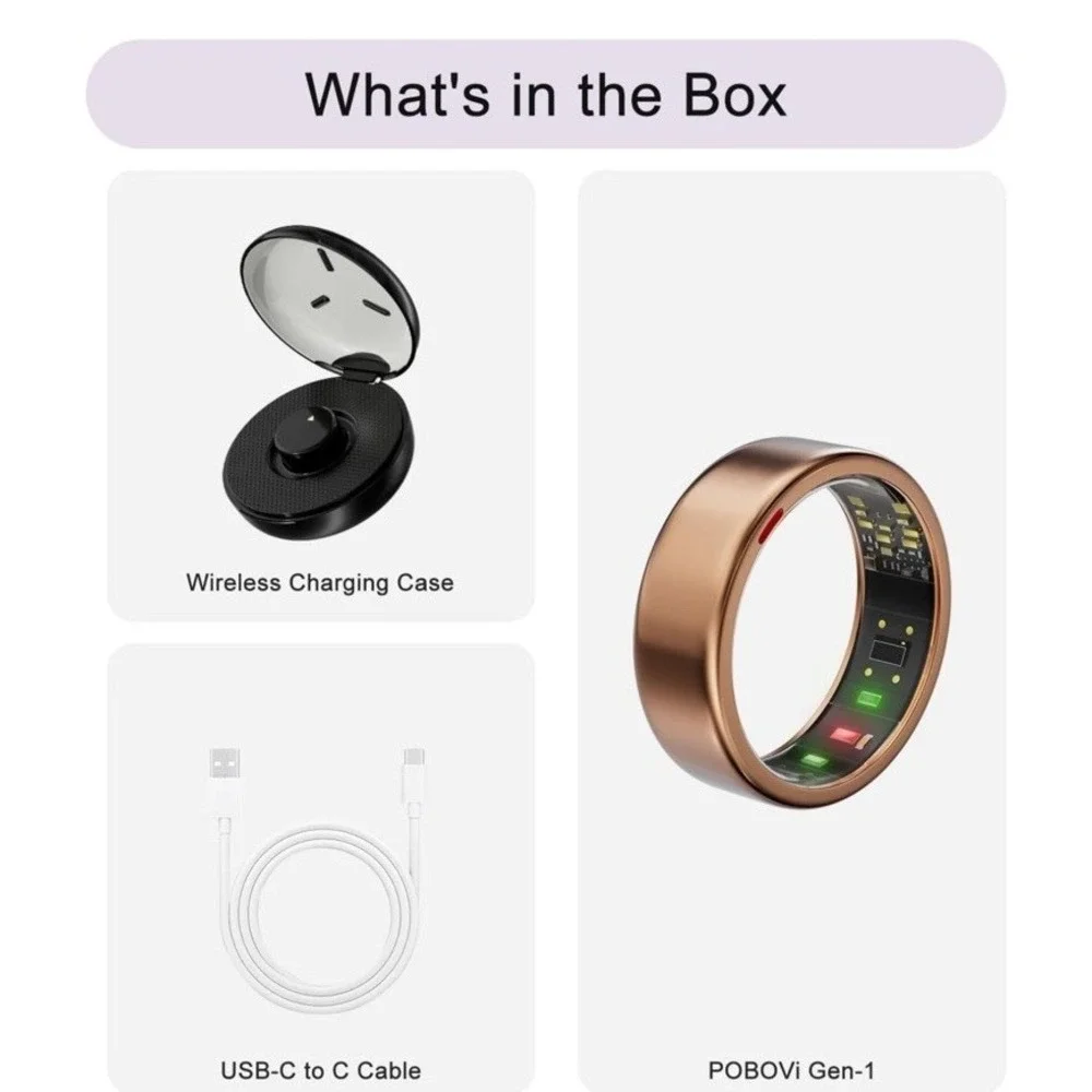 Smart Ring for Women Men- Sleep/Fitness/Stress/Heart Rate Tracker- Menstrual Rec